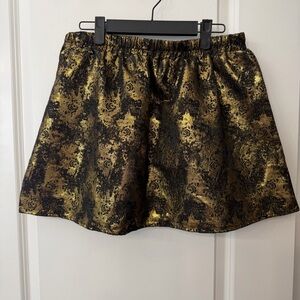 Lucca Couture Black & Gold Brocade Mini Skirt